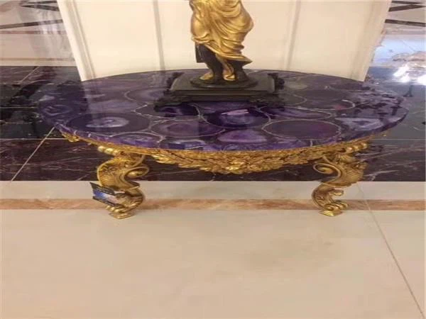 purple semi precious stones tables