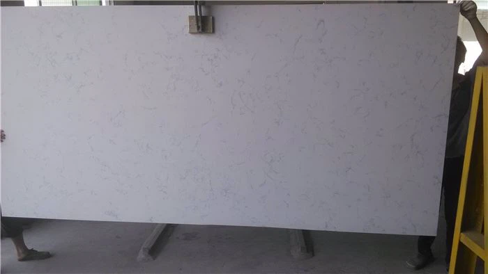 white quartz with gray slab